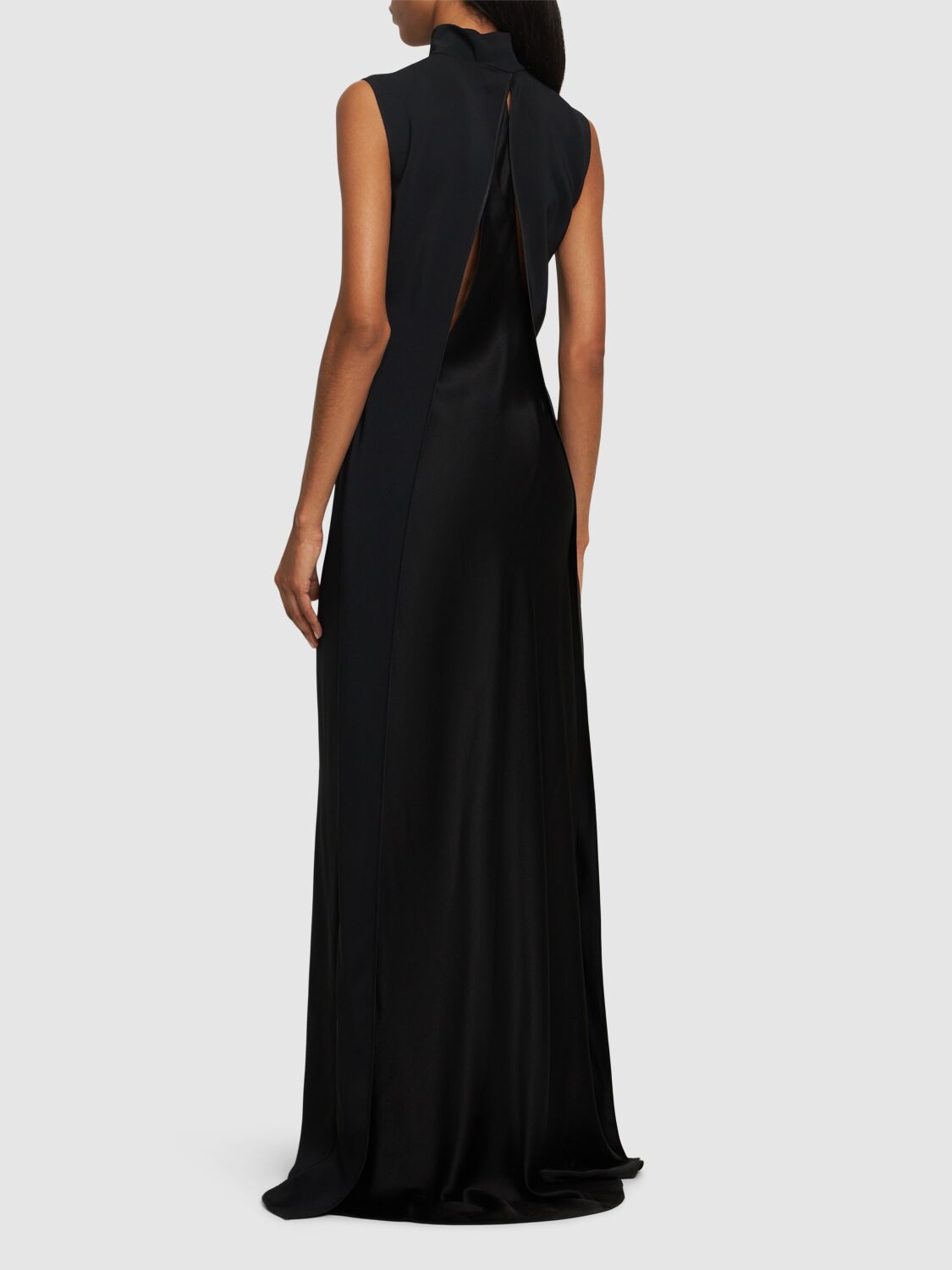 Shop Alberta Ferretti Cady Viscose Stretch Long Dress In Black