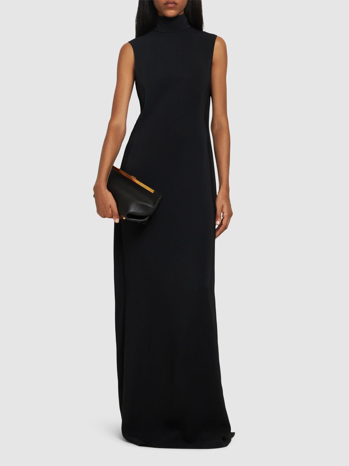 Shop Alberta Ferretti Cady Viscose Stretch Long Dress In Black