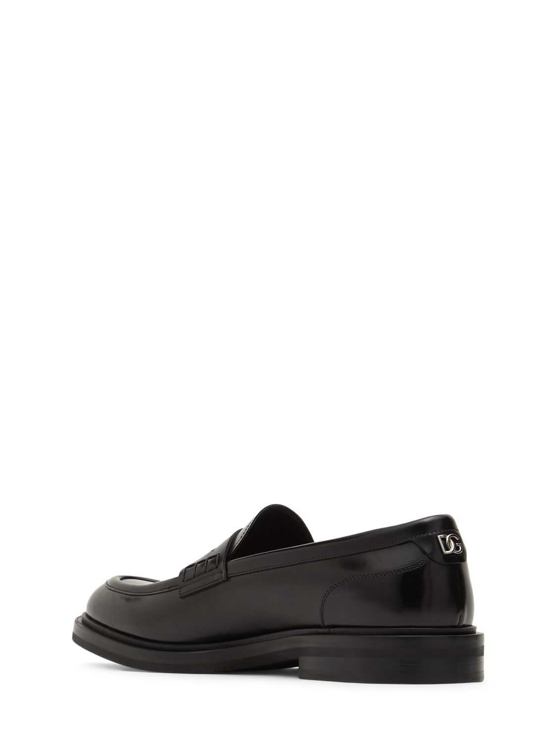 Shop Dolce & Gabbana Brushed Leather Loafers In Black