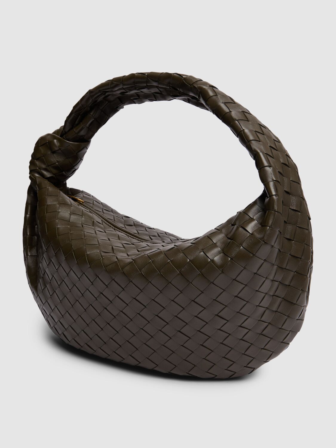Shop Bottega Veneta Small Jodie Leather Shoulder Bag In Khaki