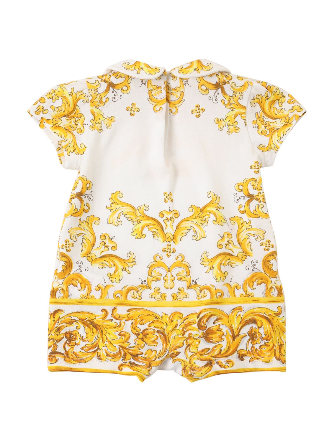 Shop Dolce & Gabbana Maiolica Print Cotton Jersey Romper In Yellow