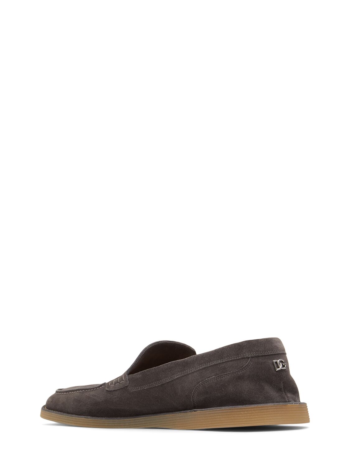 Shop Dolce & Gabbana New Florio Suede Loafers In Grey