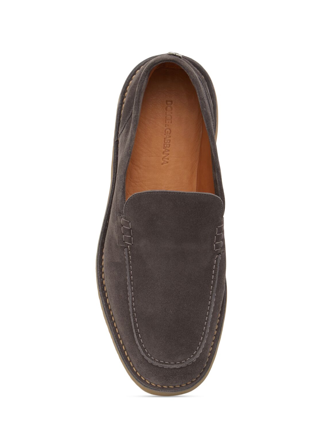 Shop Dolce & Gabbana New Florio Suede Loafers In Grey
