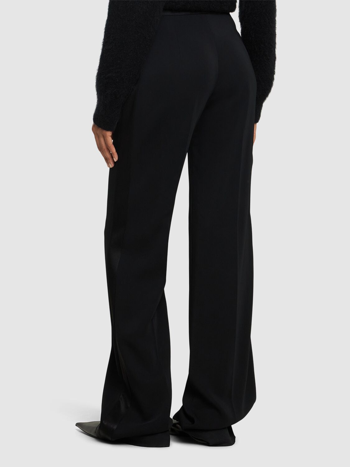 Shop Alberta Ferretti Flared Stretch Viscose Cady Pants In Black