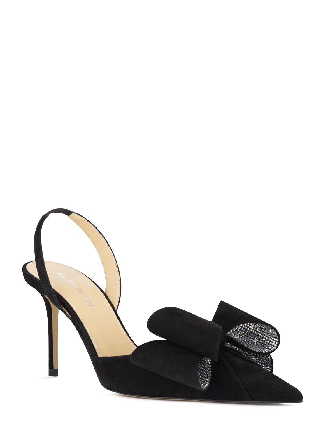 Shop Mach & Mach 85mm Le Cadeau Suede Slingback Pumps In Black