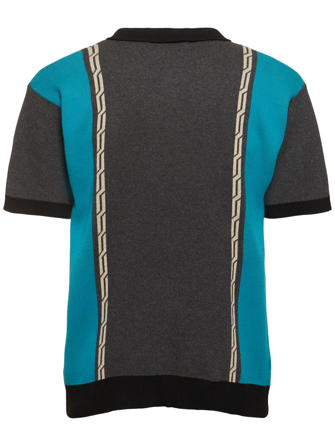 Shop Deva States Chain Jacquard Knit S/s Polo Shirt In Black,multi