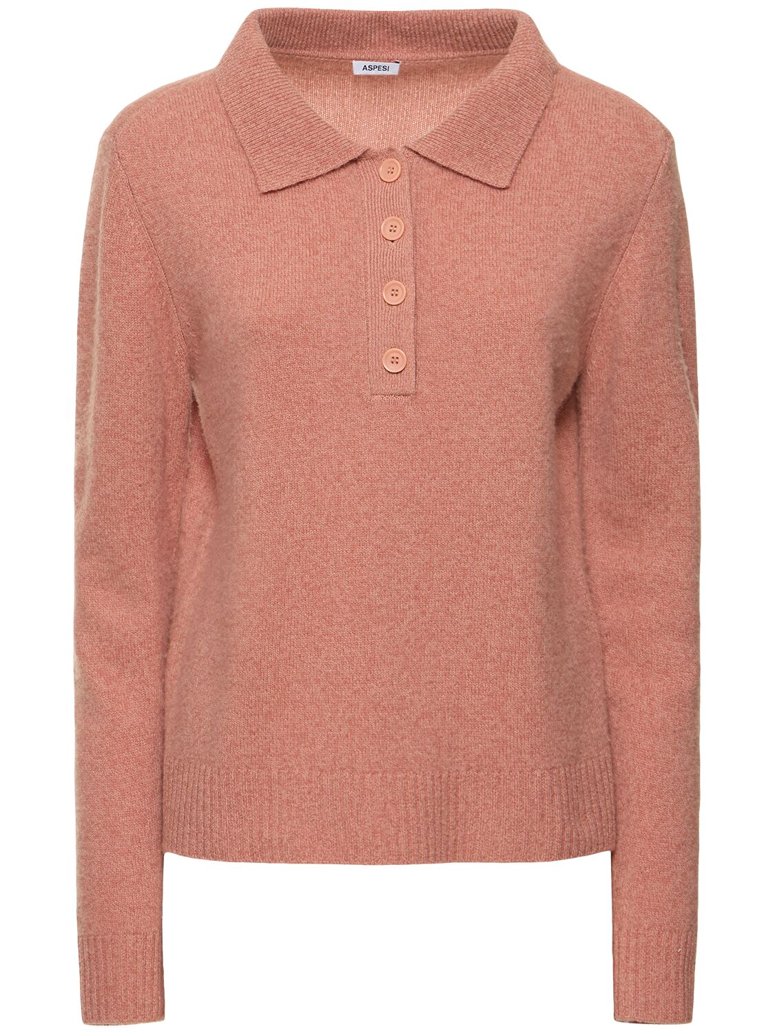 Aspesi Wool Knit Polo Sweater In Pink