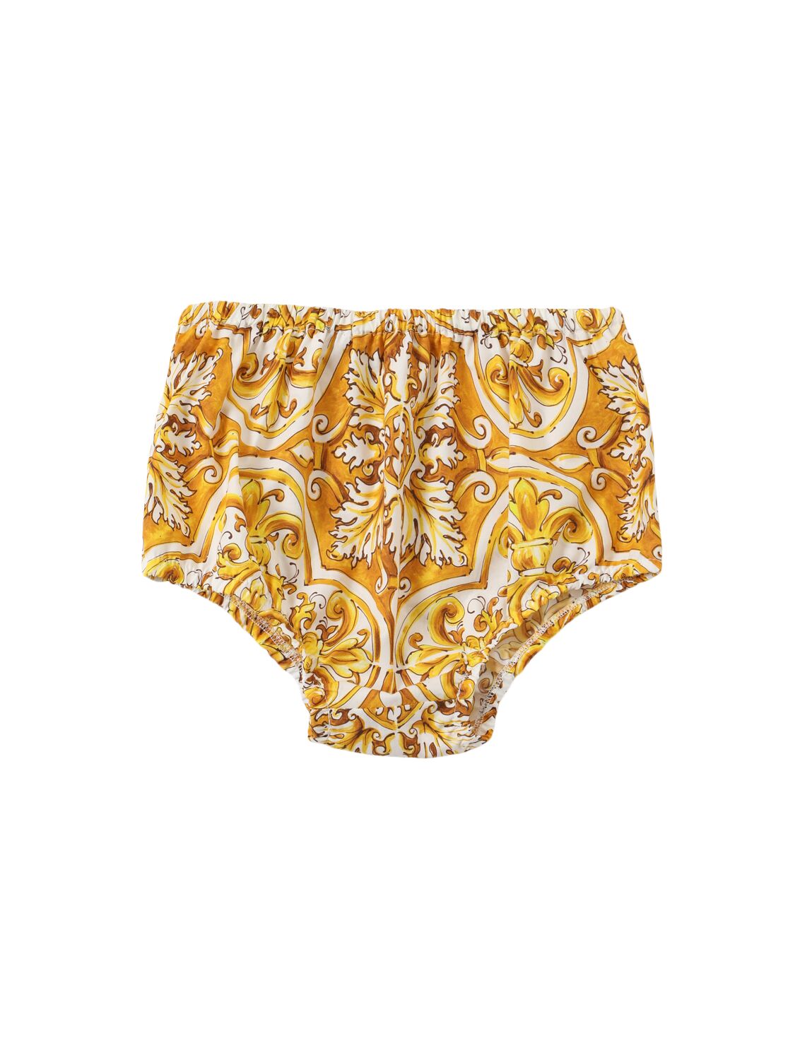 Shop Dolce & Gabbana Maiolica Print Cotton Dress&diaper Cover In Yellow/white