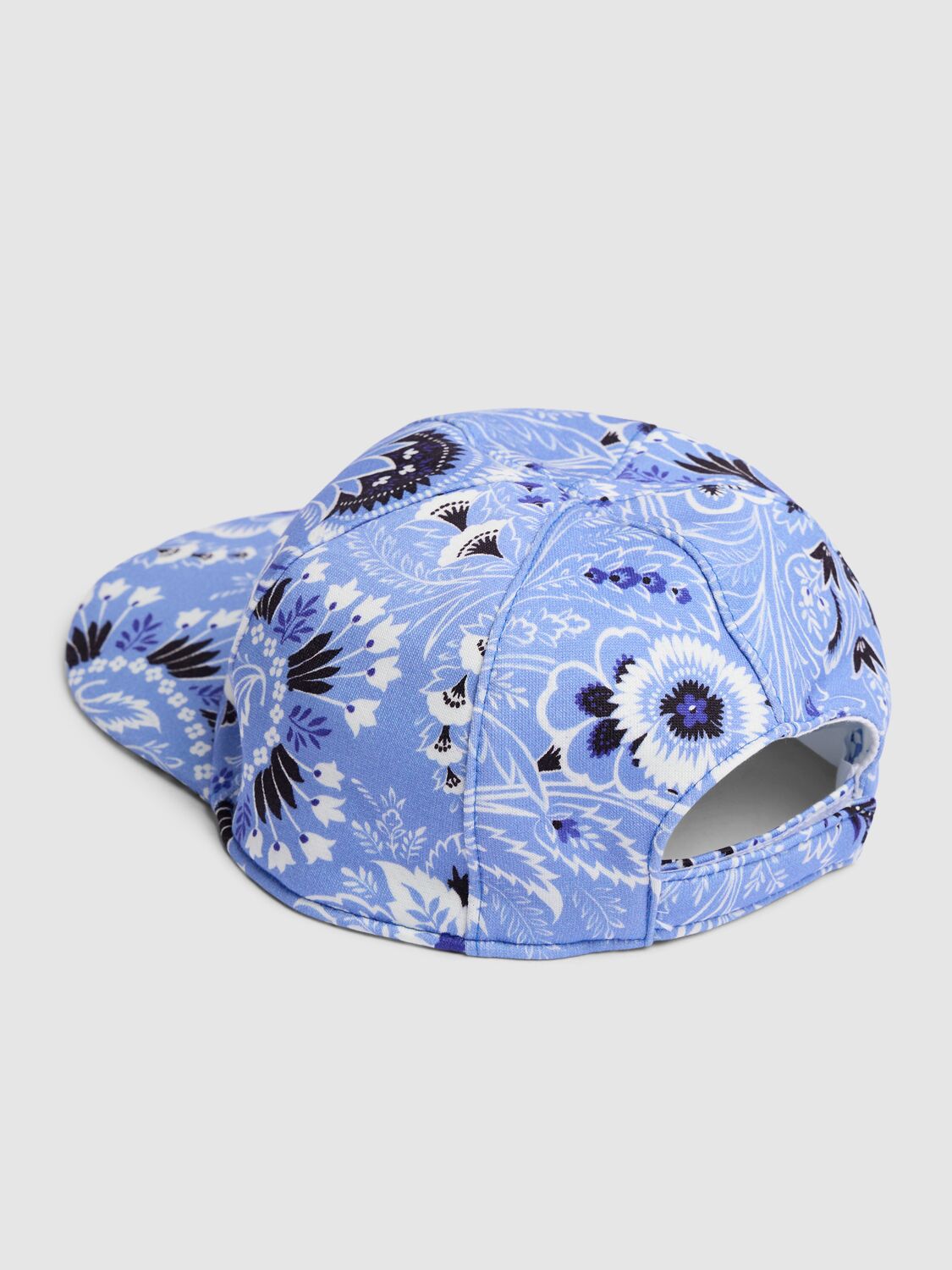 Shop Etro Printed Cotton Poplin Baseball Hat In Blue,ivory