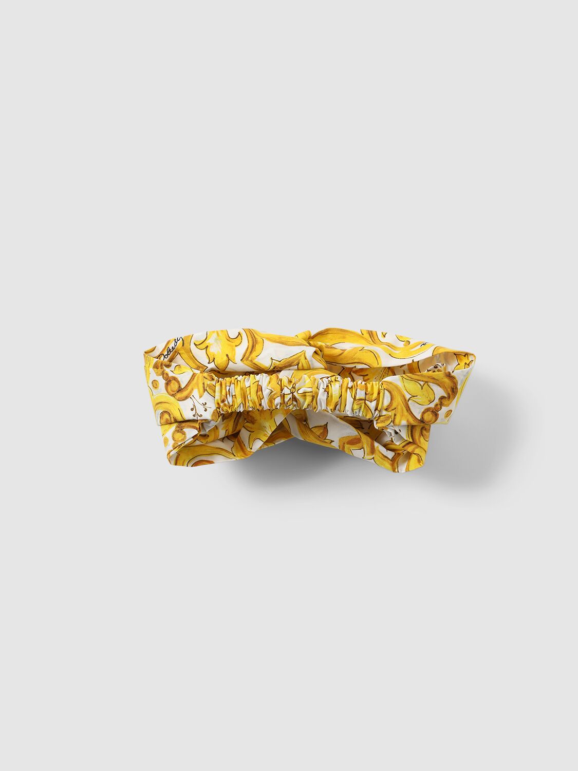 Shop Dolce & Gabbana Maiolica Print Cotton Poplin Headband In Yellow