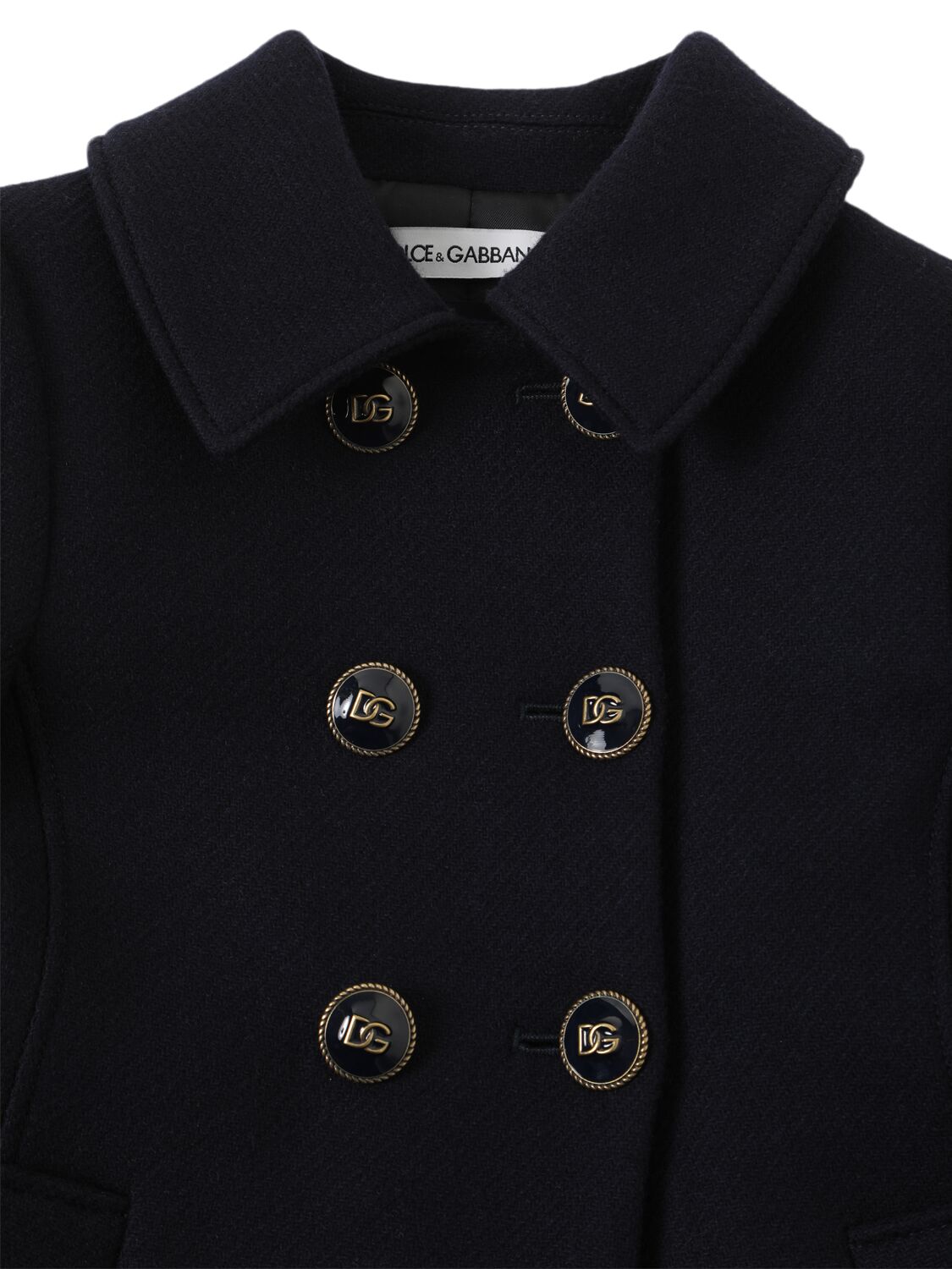 Shop Dolce & Gabbana Wool Double Breasted Coat In Dark Blue