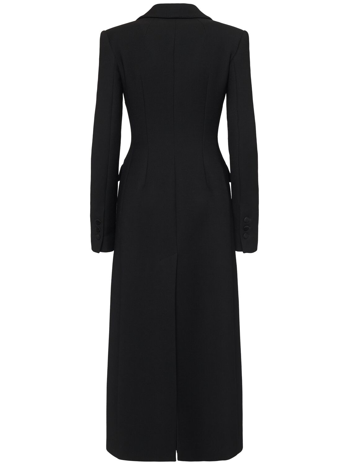 Shop Dolce & Gabbana Double Breast Crepe Long Coat In Black