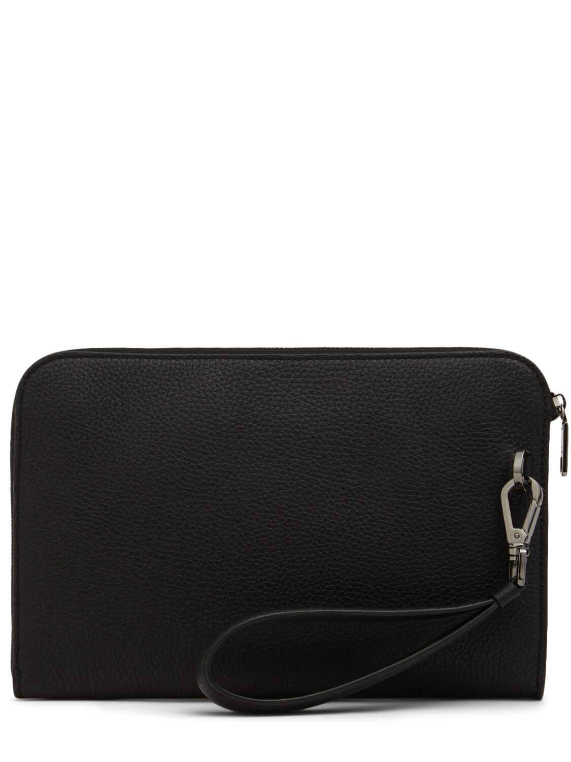 Shop Dolce & Gabbana Medium Leather Logo Pouch In Schwarz