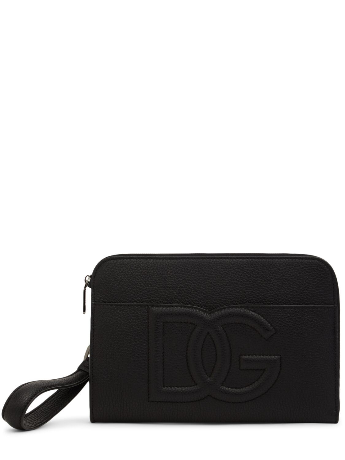 Dolce & Gabbana Medium Pouch Aus Leder Mit Logo In Schwarz