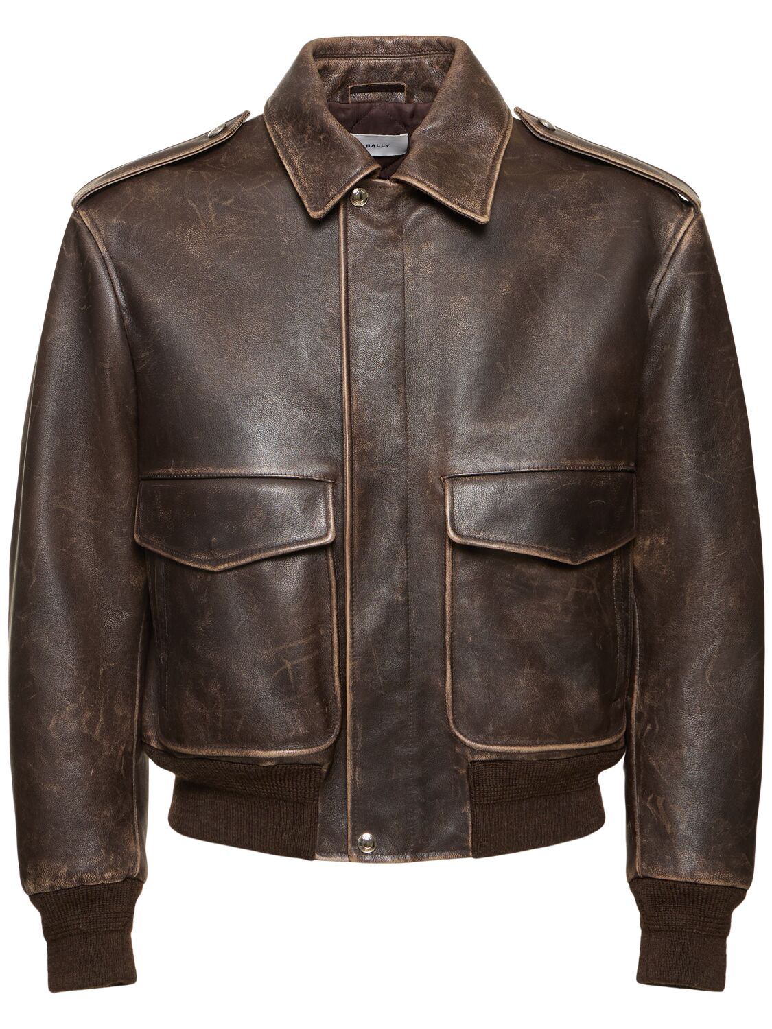 Bally Leather Bomber Jacket In Ebano 50
