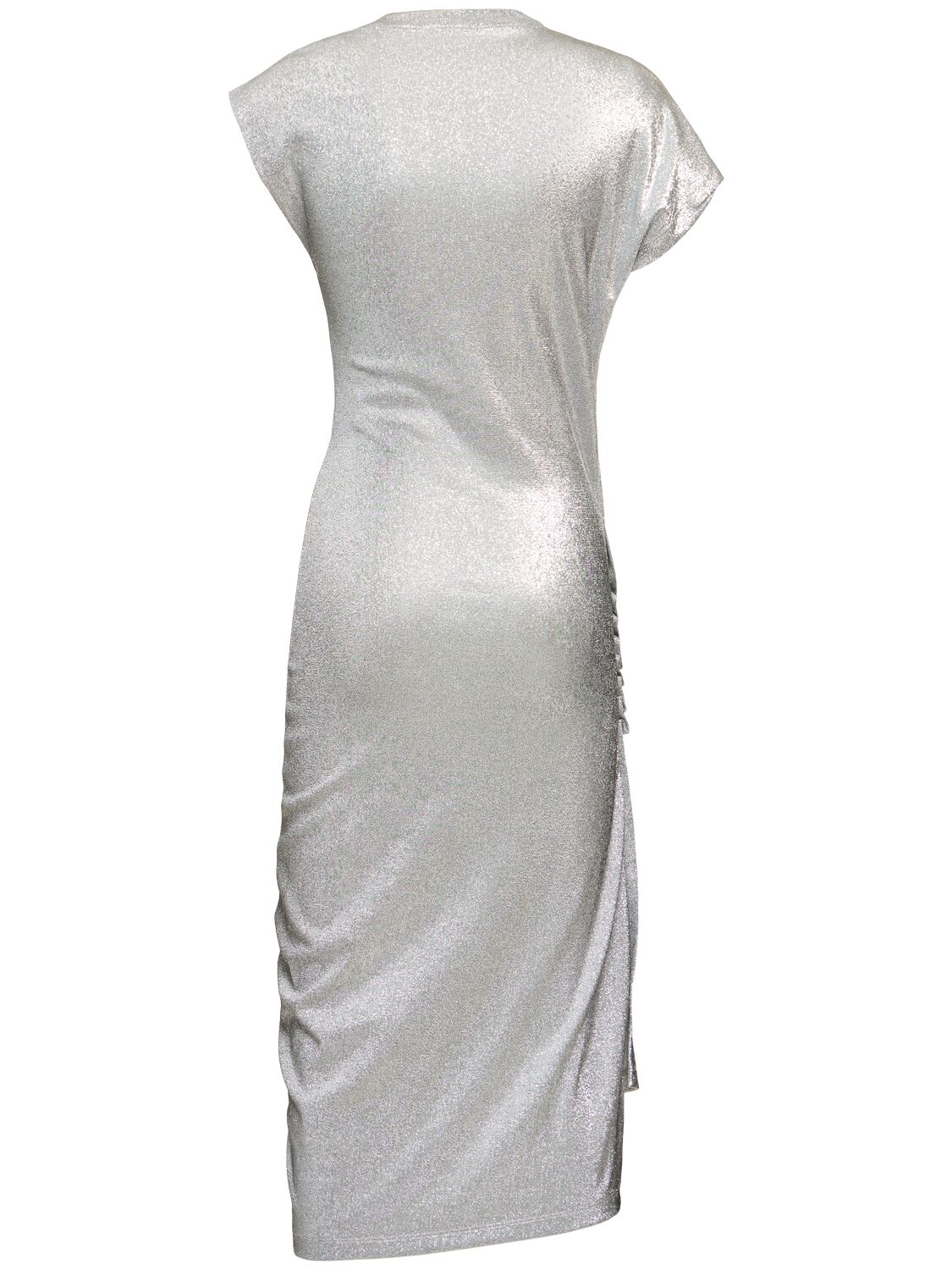 Shop Rabanne Stretch Lurex Jersey Midi Dress In Silver