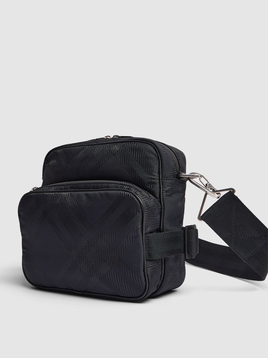 Shop Burberry Check Jacquard Crossbody Bag In Black