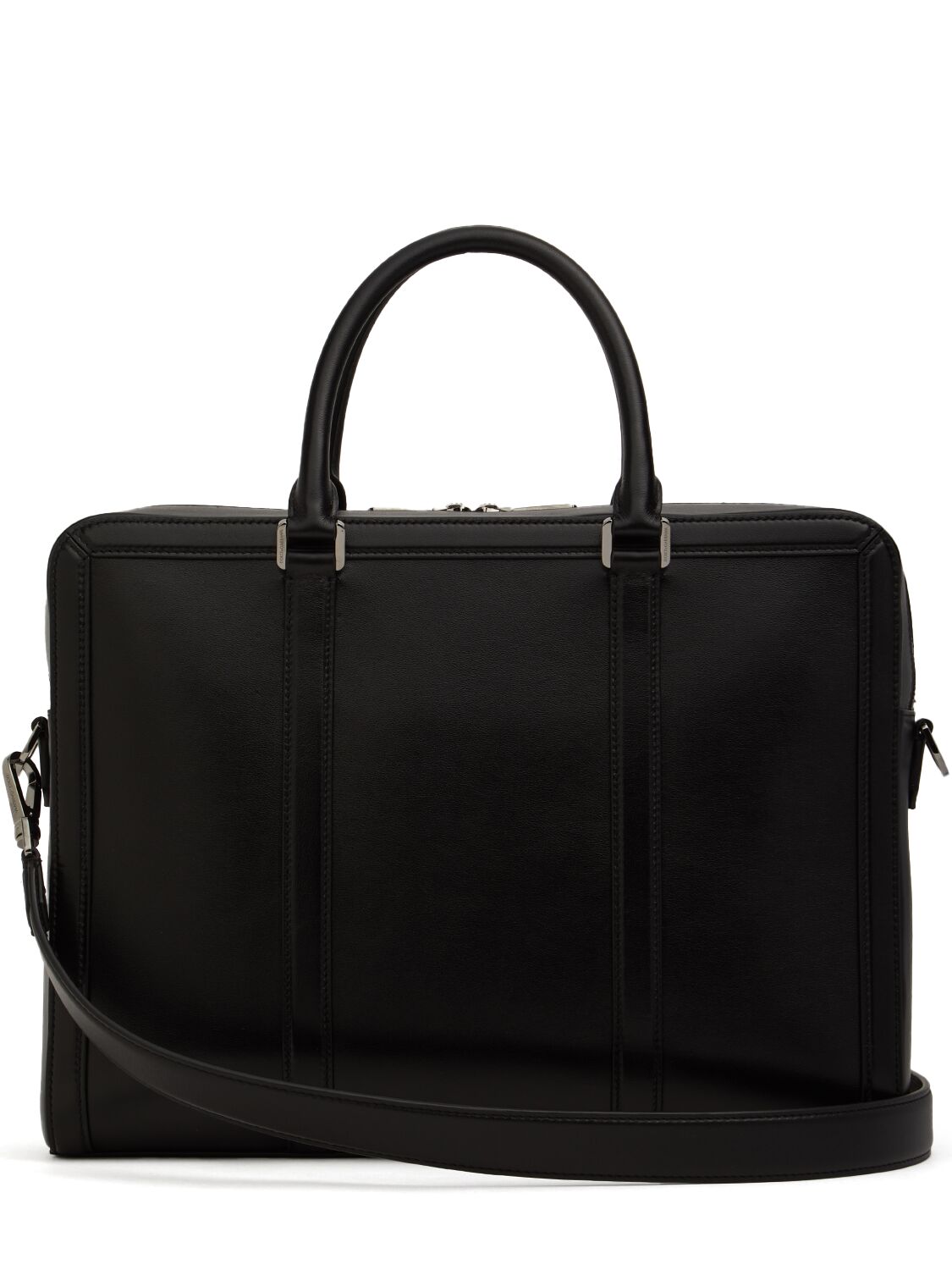 Shop Dolce & Gabbana Logo Plaque Leather Briefcase In Black