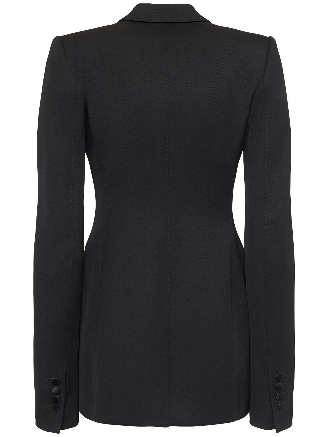 Dolce & Gabbana Double-breasted Wool Blend Blazer With Satin Detailing In Black