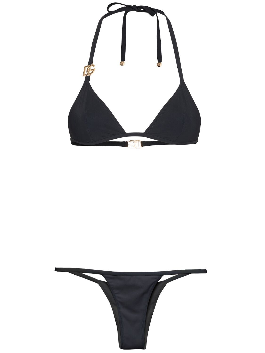 Dolce & Gabbana Triangle Jersey Bikini Set In Black