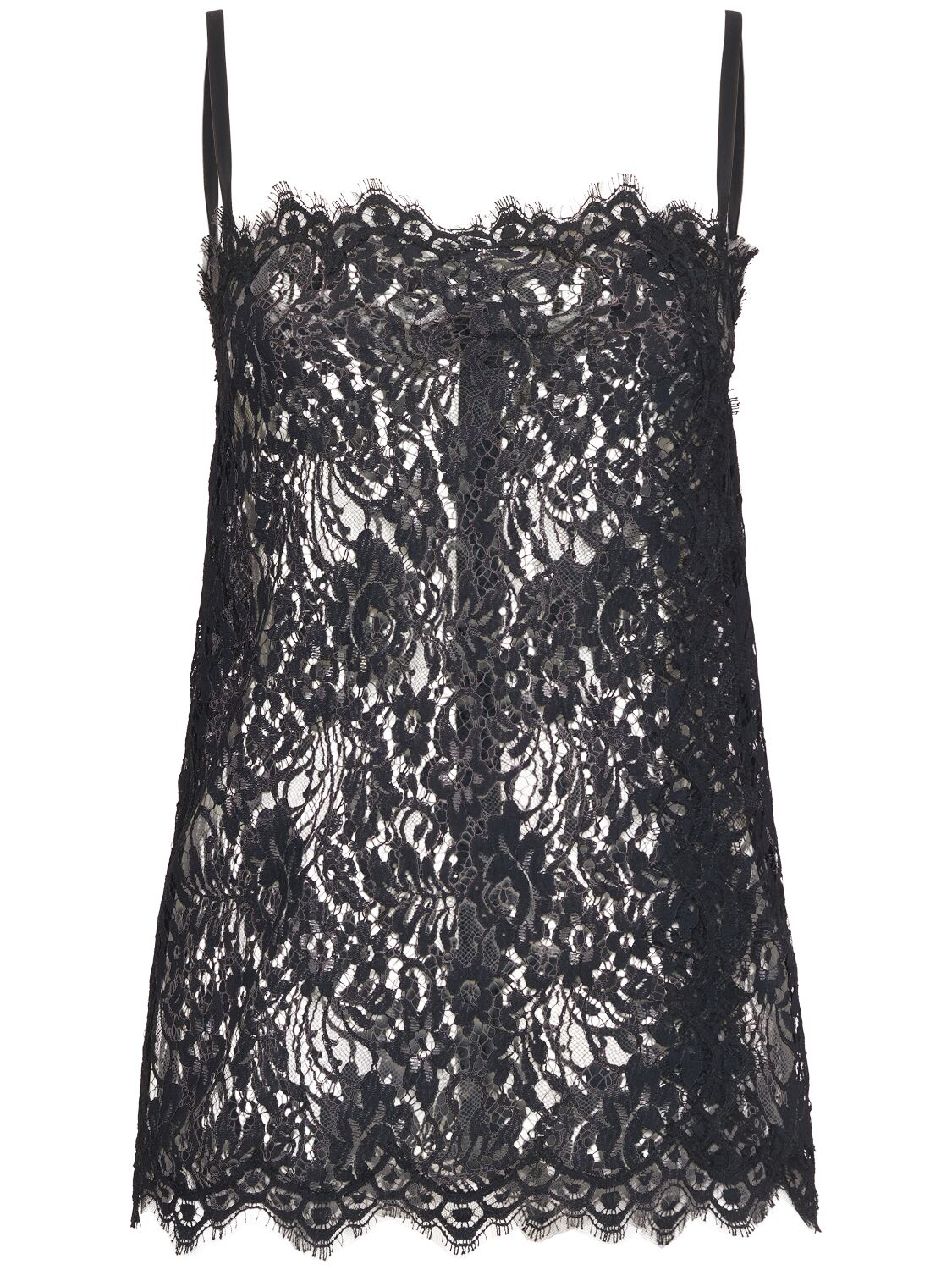 Dolce & Gabbana Floral Lace Top In Black