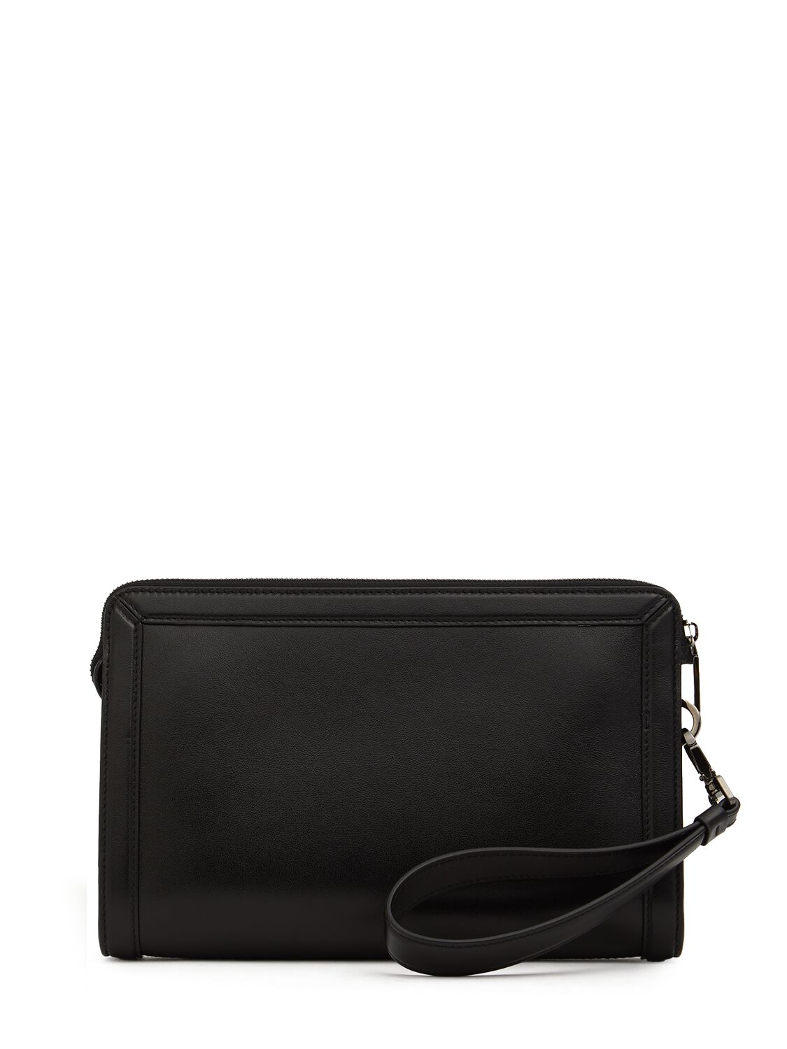 Shop Dolce & Gabbana Logo Plaque Leather Pouch In Black