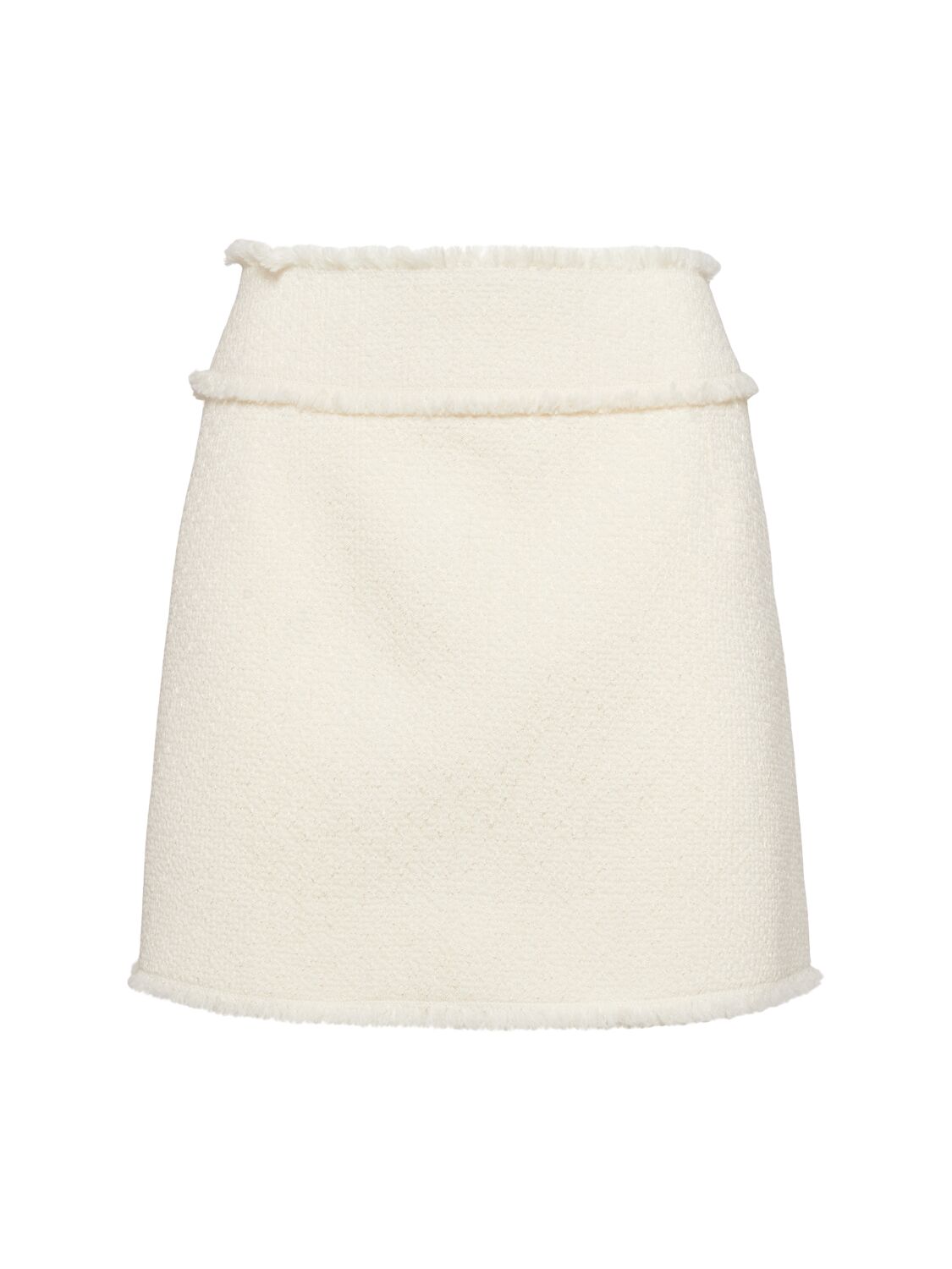 Shop Dolce & Gabbana A-line Tweed Mini Skirt In Ivory