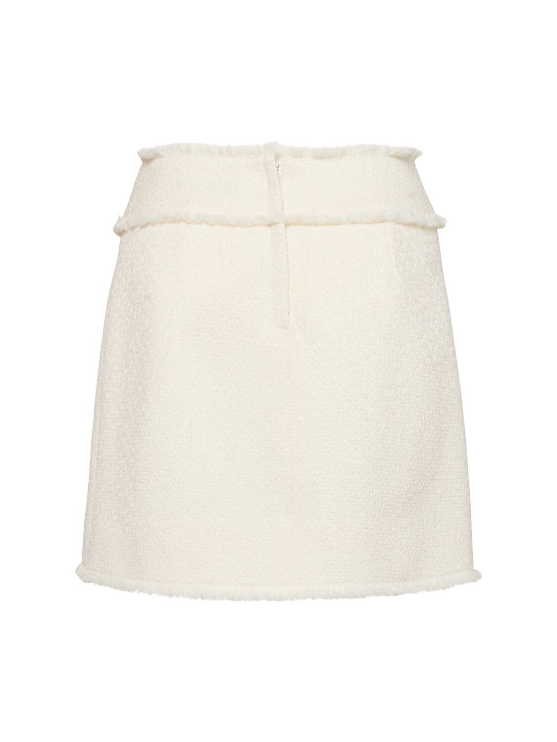 Shop Dolce & Gabbana A-line Tweed Mini Skirt In Ivory