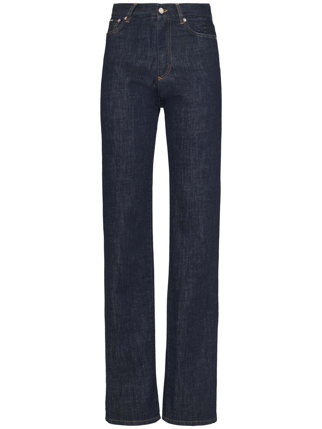 Dolce & Gabbana High Rise Denim Straight Jeans In Dark Blue