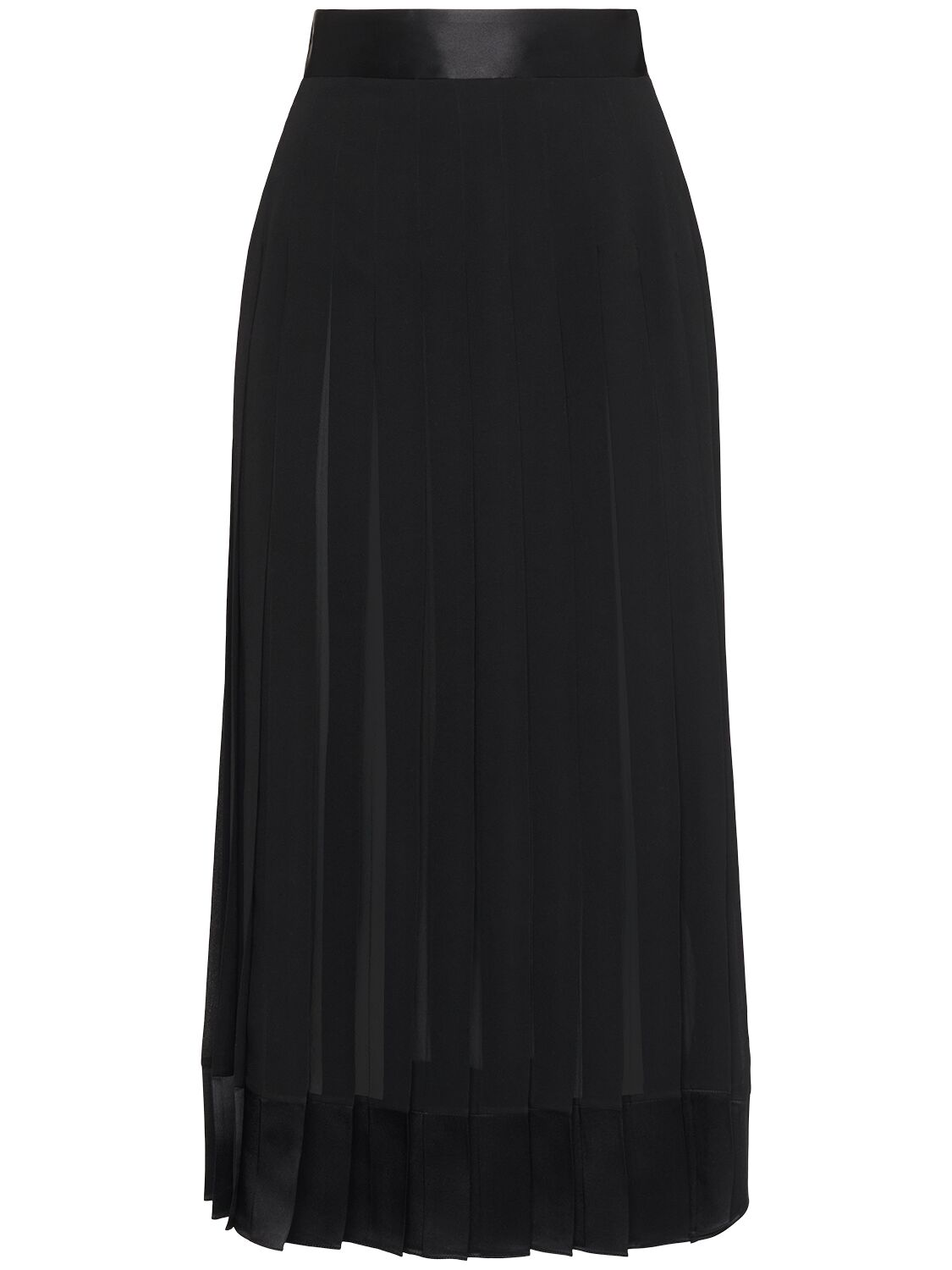 Dolce & Gabbana High Waist Pleated Georgette Midi Skirt In Black