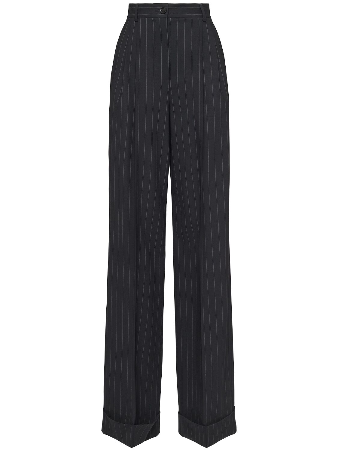 Shop Dolce & Gabbana High Waist Pinstripe Flared Pants In Black/white