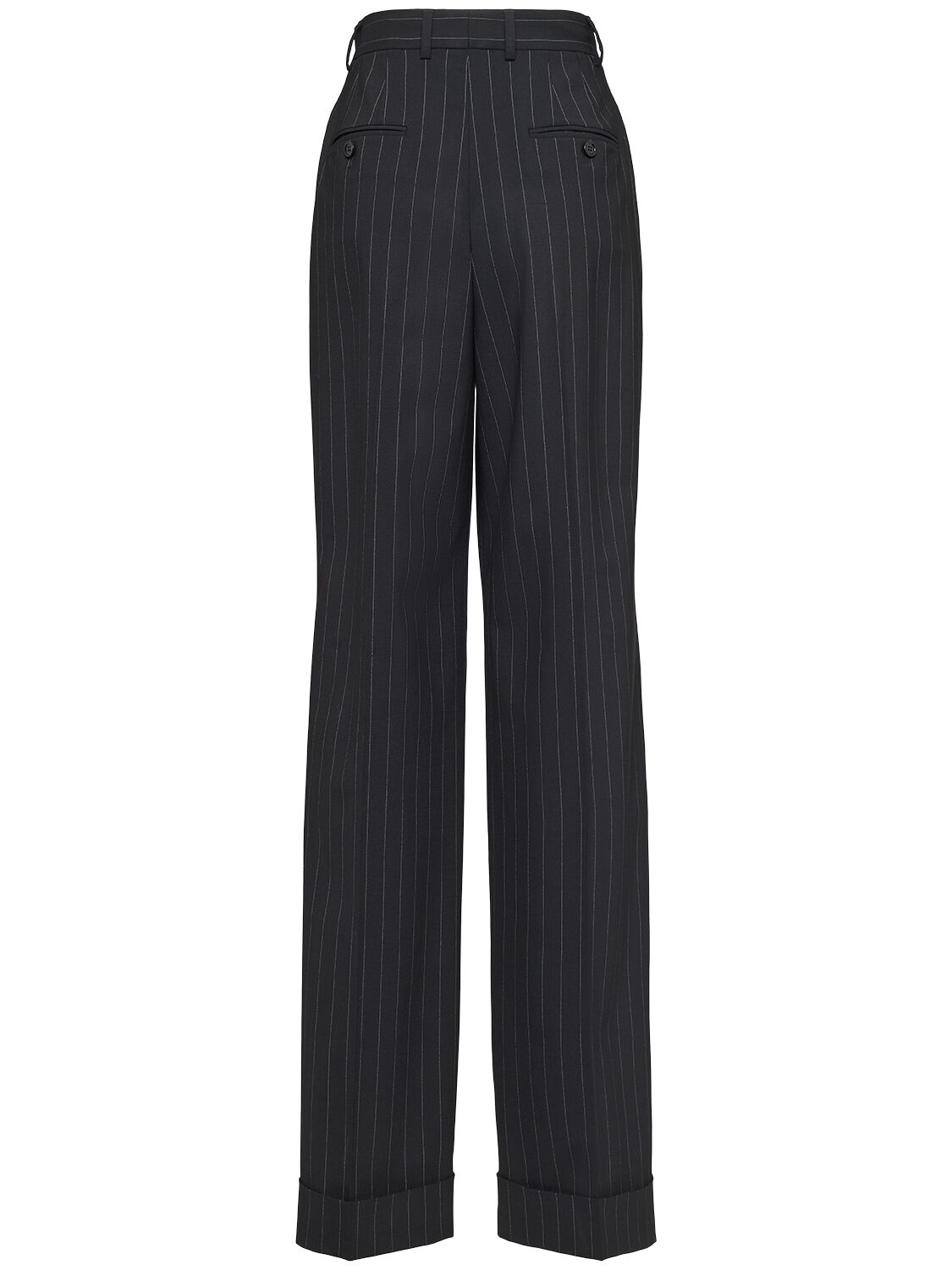 Shop Dolce & Gabbana High Waist Pinstripe Flared Pants In Black/white