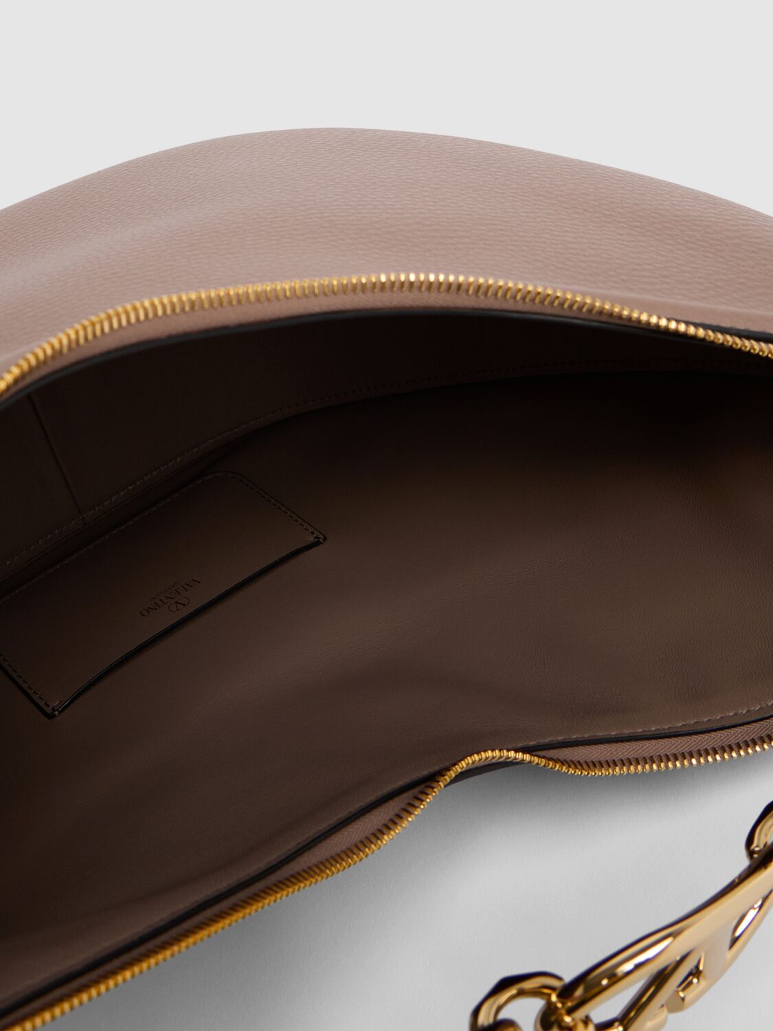 Shop Valentino Medium Vlogo Moon Leather Shoulder Bag In Clay