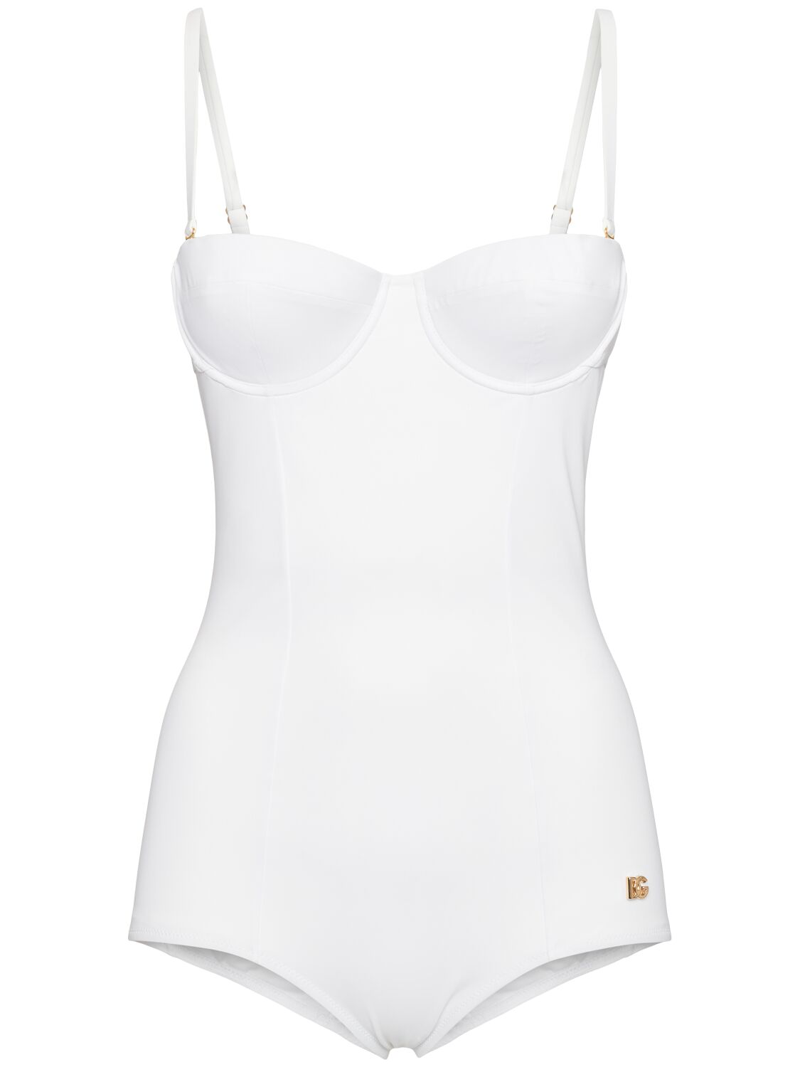 Dolce & Gabbana Jersey Balconette One-piece Swimsuit In White