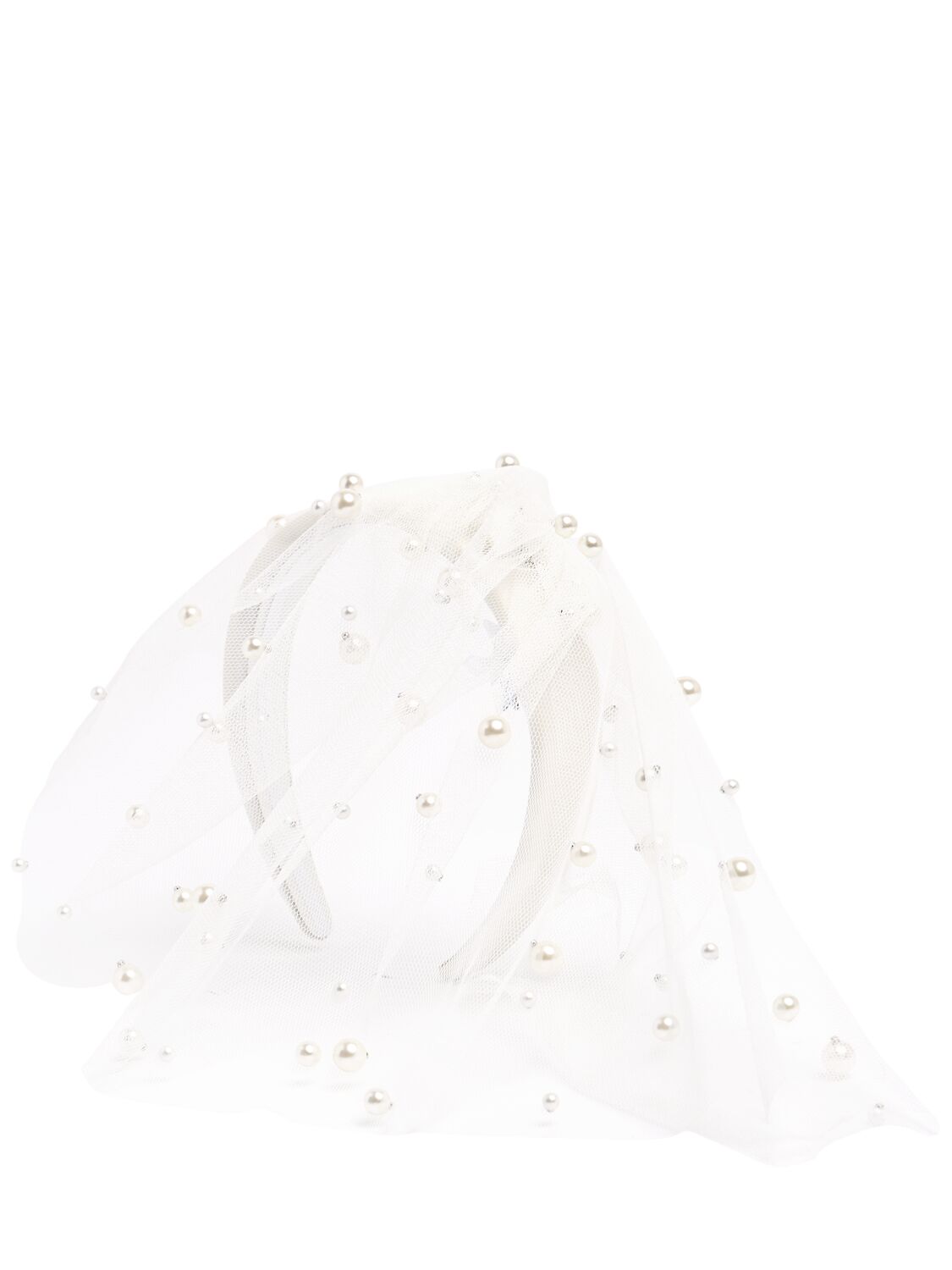 Rotate Birger Christensen Headband Veil W/ Imitation Pearls In White