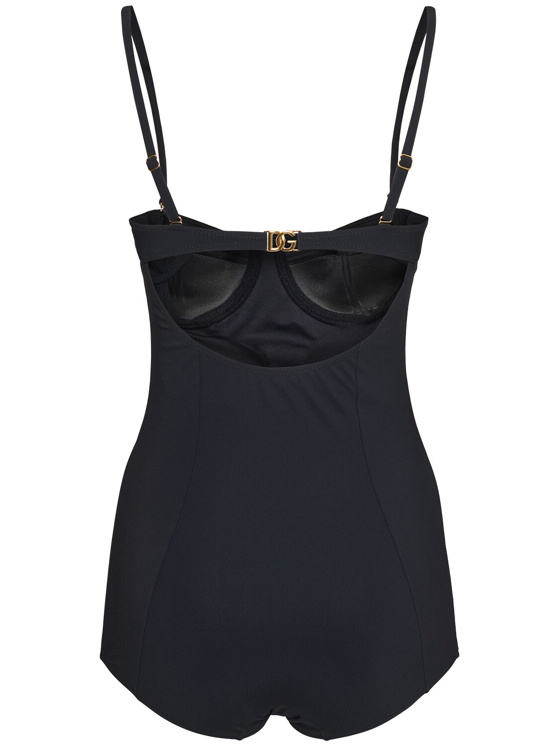 Shop Dolce & Gabbana Jersey Balconette One-piece Swimsuit In Black