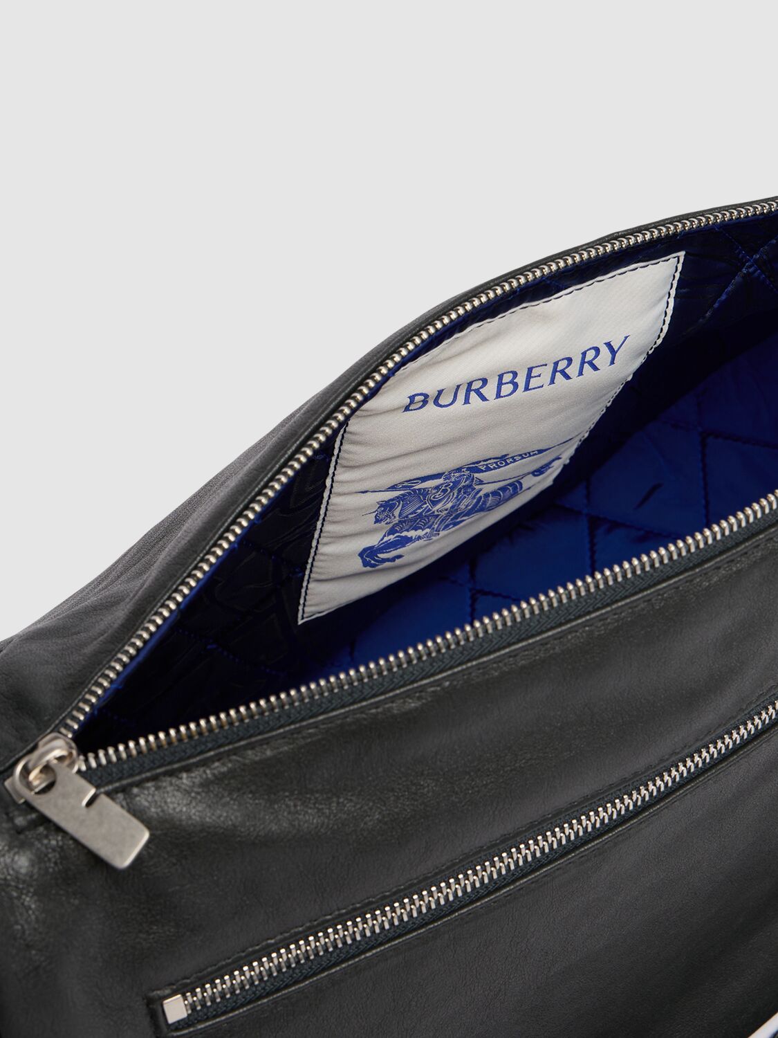 Shop Burberry Large Shield Leather Messenger Bag In Slate