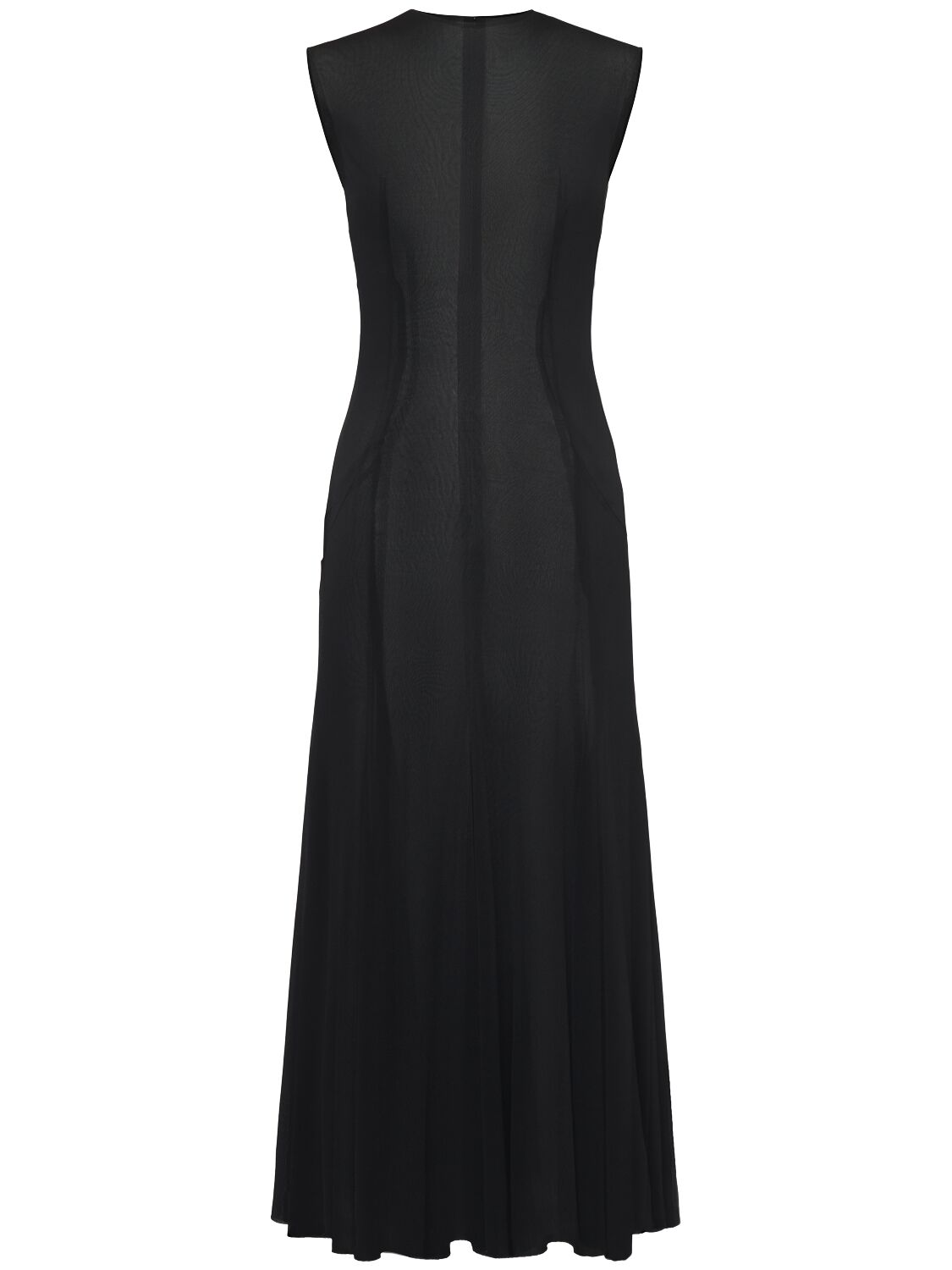 Shop Dolce & Gabbana Organzino Sleeveless Flared Midi Dress In Black