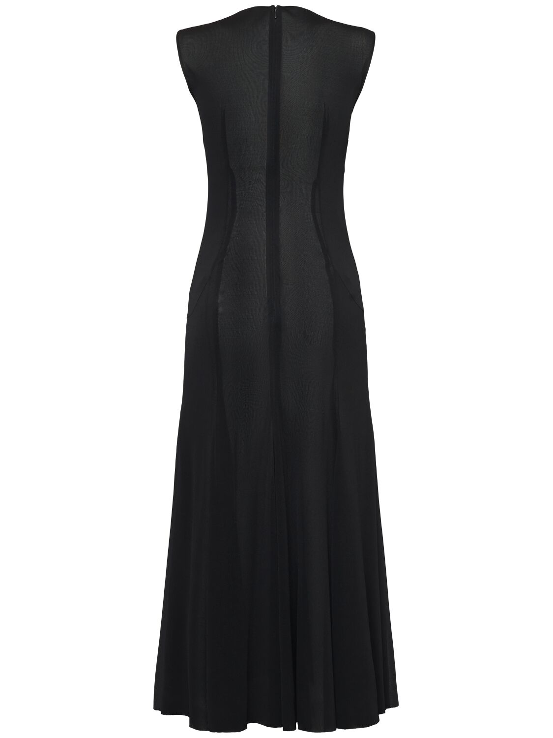 Shop Dolce & Gabbana Organzino Sleeveless Flared Midi Dress In Black