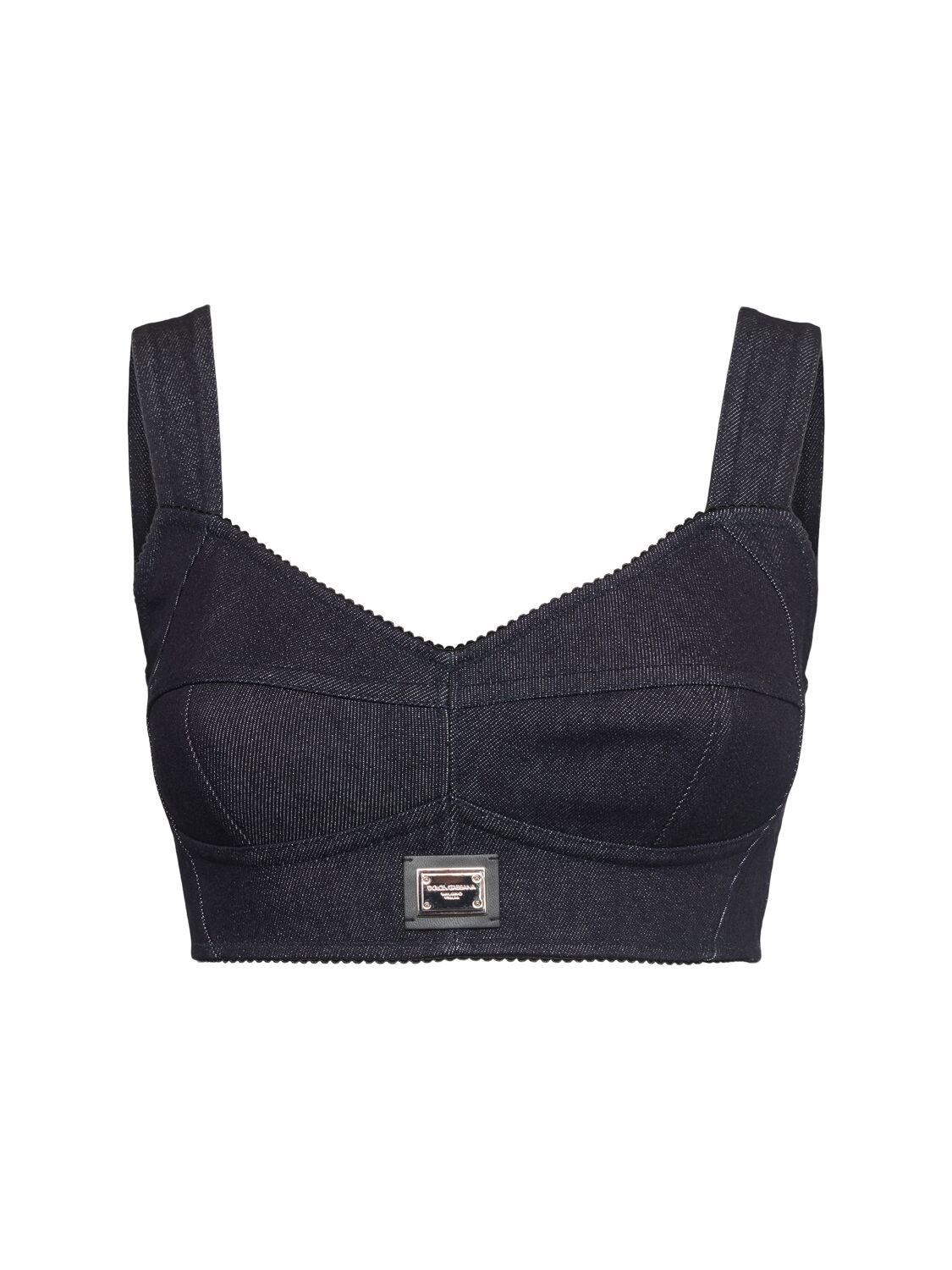 Dolce & Gabbana Cotton Denim Bra Top In Black