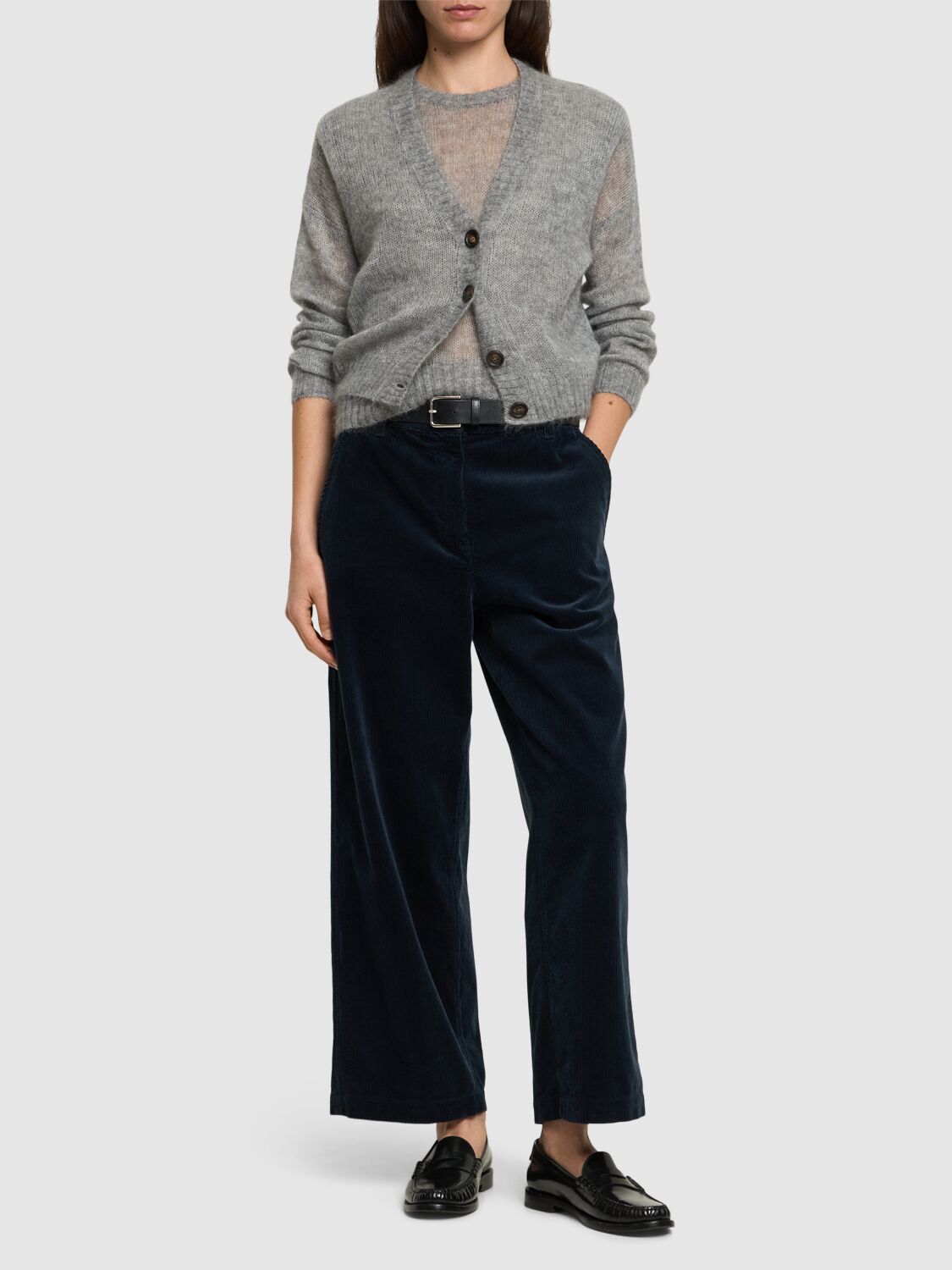 Shop Aspesi Denim Straight Pants In White