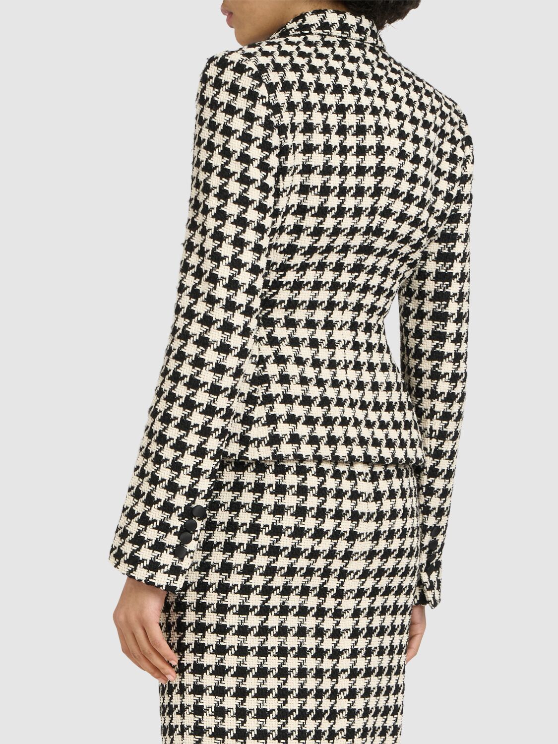 Shop Dolce & Gabbana Double Breast Houndstooth Blazer In Black/white