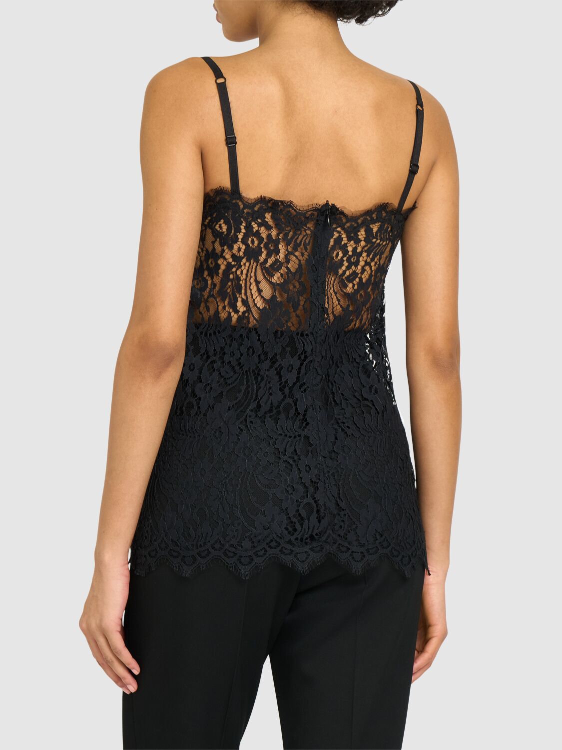 Dolce & Gabbana Floral Lace Top In Black