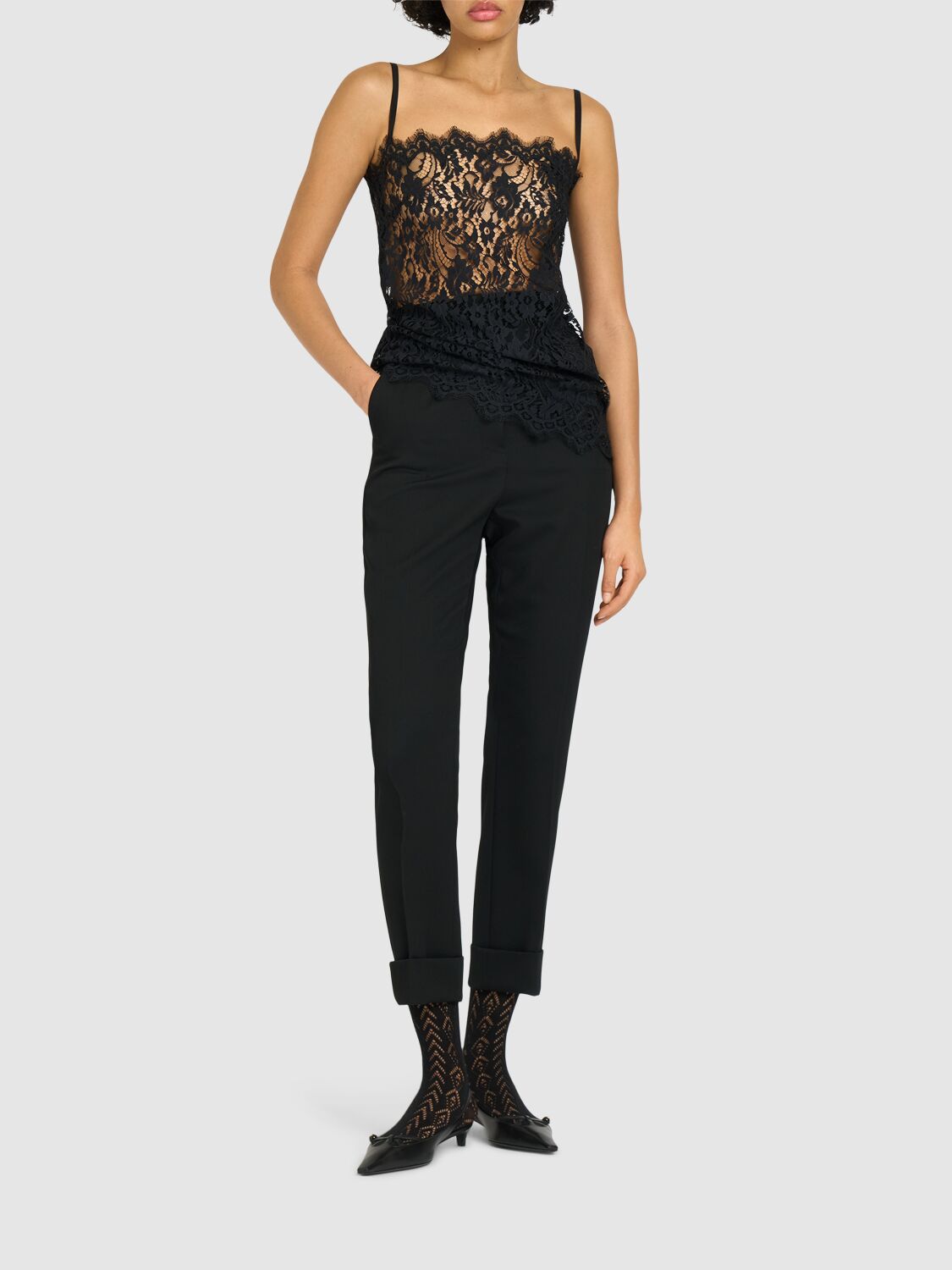 Dolce & Gabbana Floral Lace Top In Black