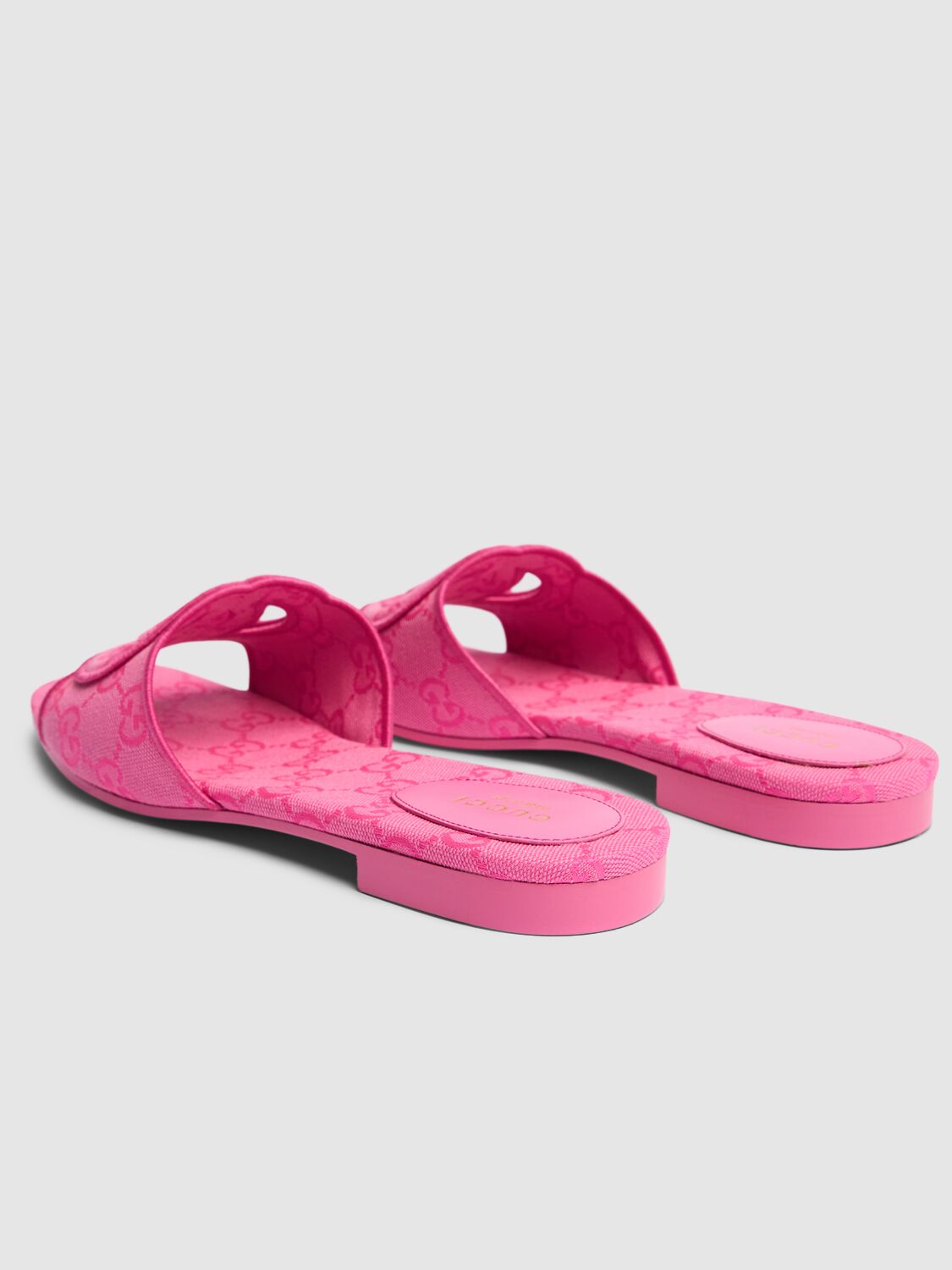 Shop Gucci 10mm Interlocking G Canvas Slide Sandals In Blossom Rose
