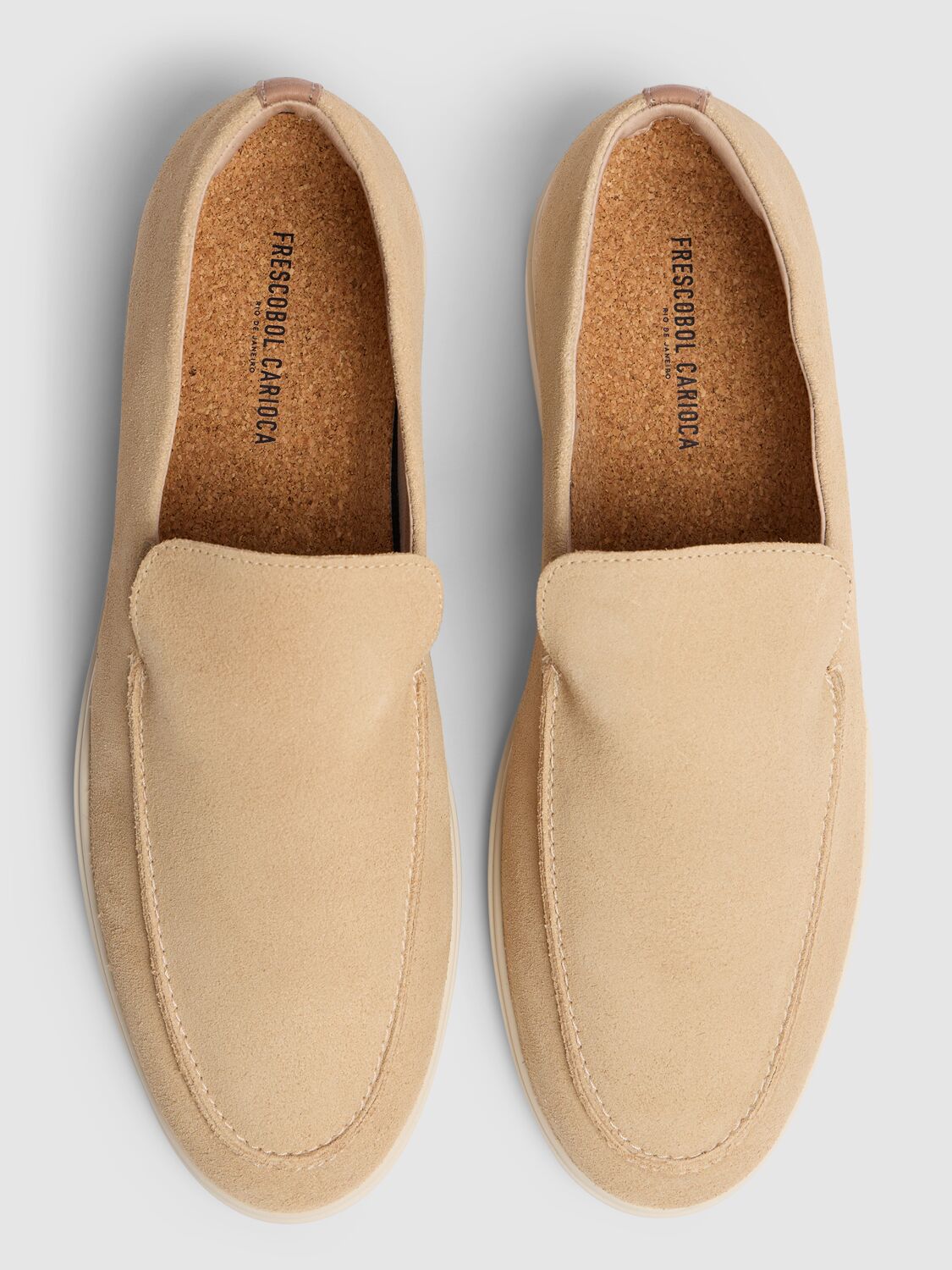 Shop Frescobol Carioca Miguel Suede Slip-on Sneakers In Sand