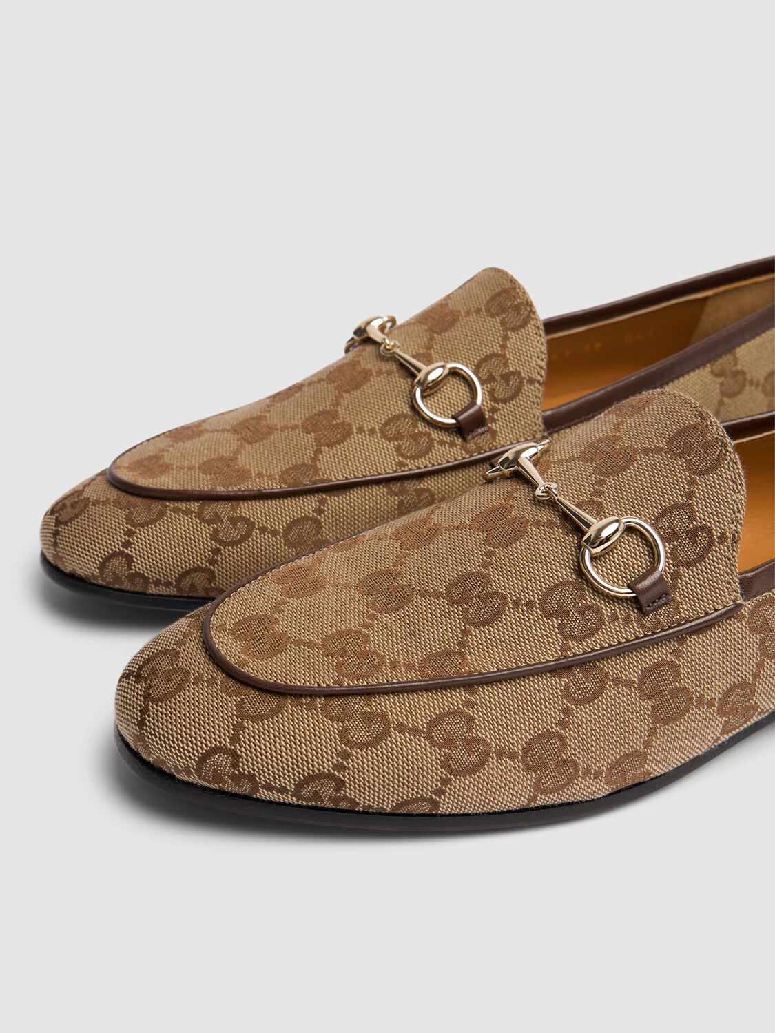 Shop Gucci 10mm New Jordaan Canvas Loafers In Ebony