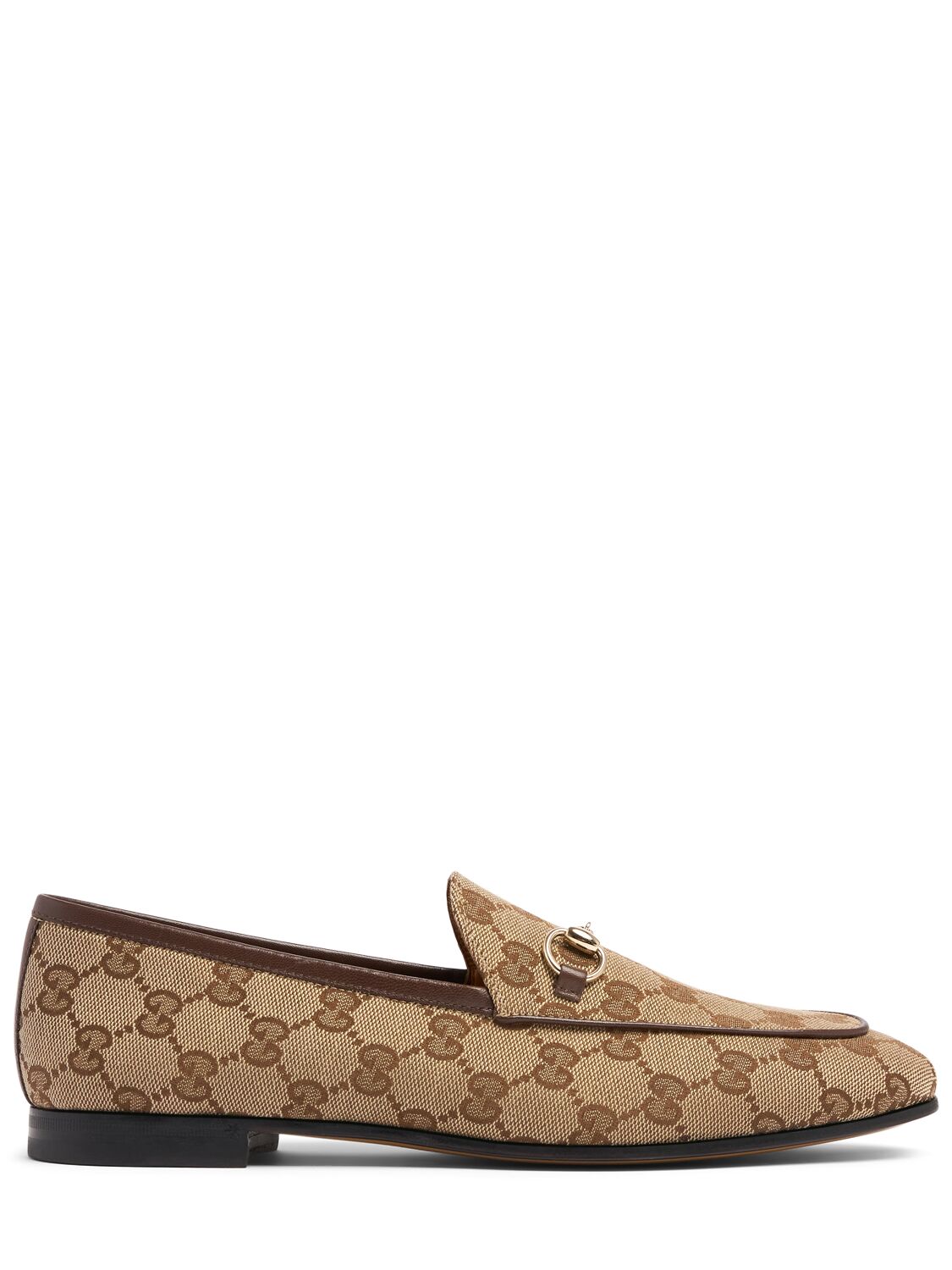 Gucci 10mm New Jordaan Canvas Loafers In Brown