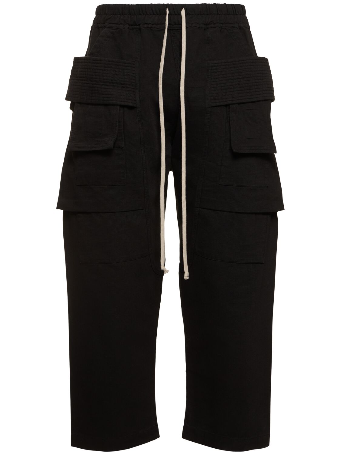 Rick Owens Drkshdw Creatch Cargo Cotton Drawstring Trousers In Black