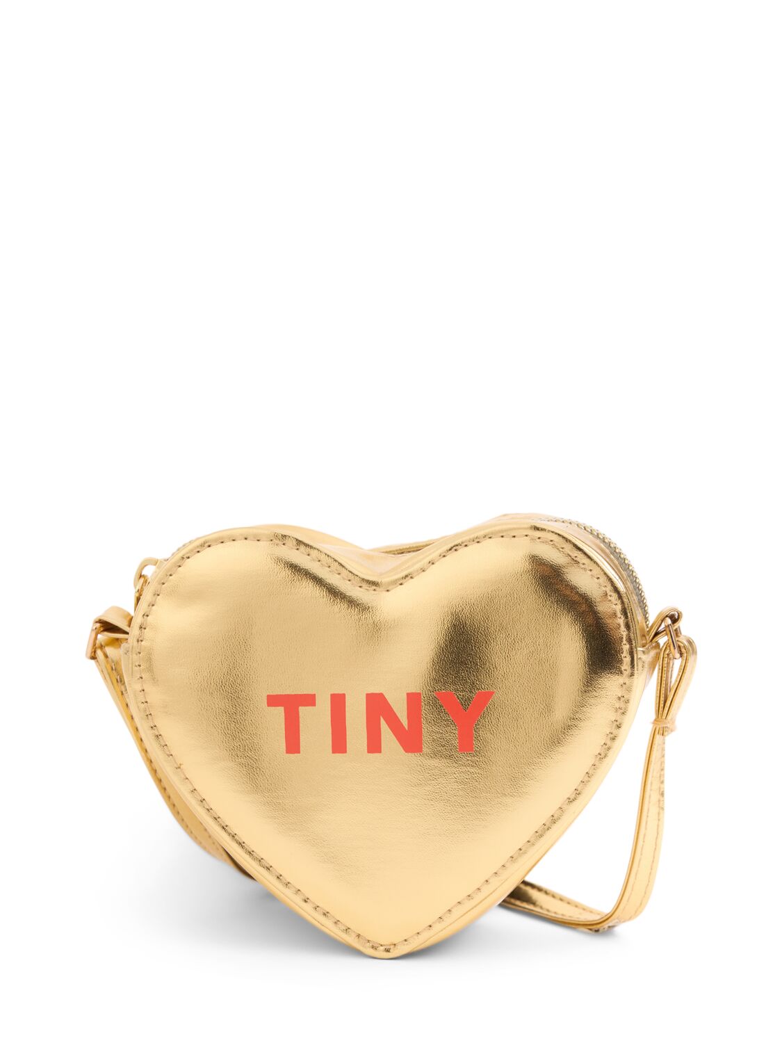 Tiny Cottons Heart Faux Leather Shoulder Bag In Gold